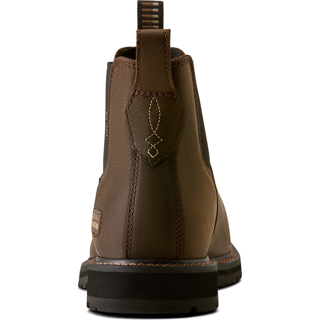 2026 Ariat Mens Groundrancher Chelsea Wide Square Toe Steel Toe Work Boot 10080331 - Dark Brown